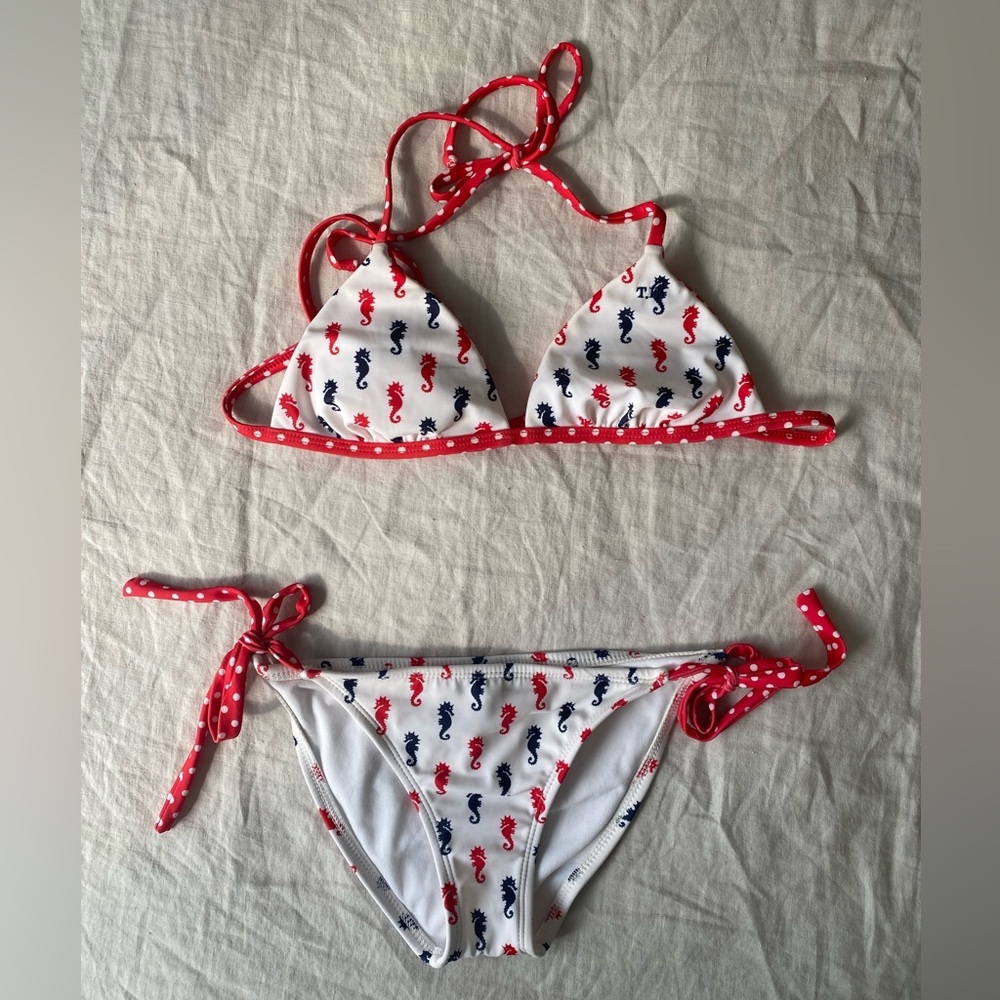 Tommy Hilfiger Red, White & Navy Seahorse Print Bikini